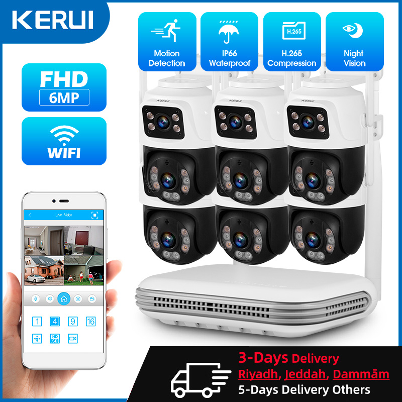 Nvr Kit 8 Channel - KERUI Waterdichte 6MP HD Draadloze Dual