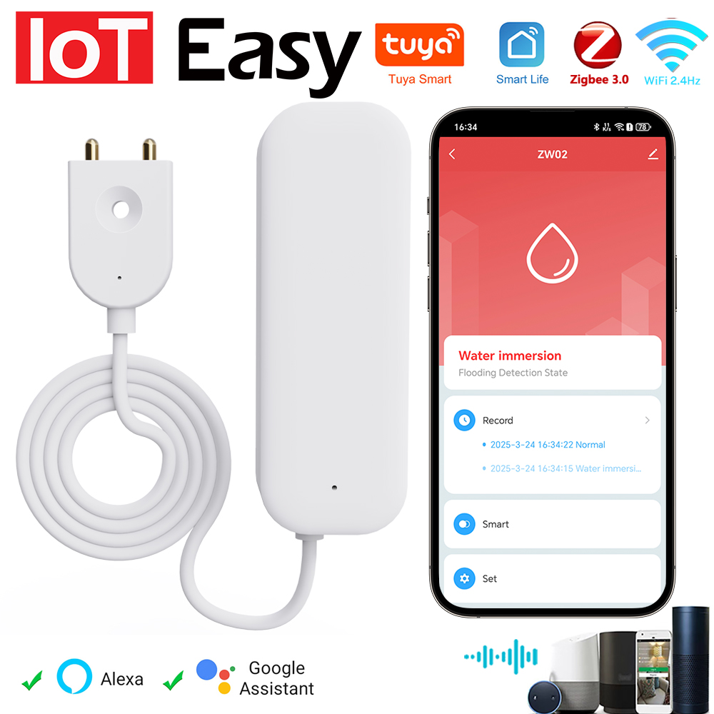 Home Security Home Assistant - Tuya WiFi ZigBee Watersensor Lekkage Alarm
