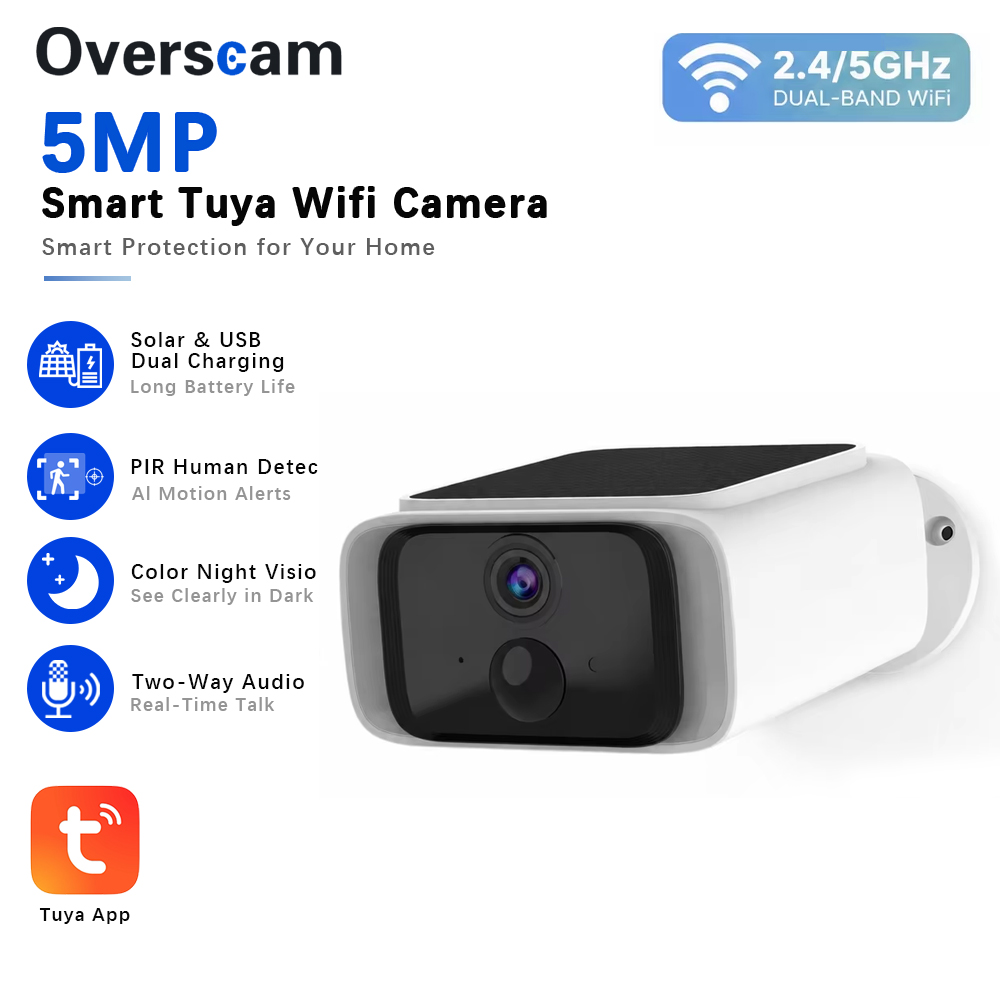 Home Security Monitoring System - Tuya 5MP Solar Beveiligingscamera Draadloze Outdoor