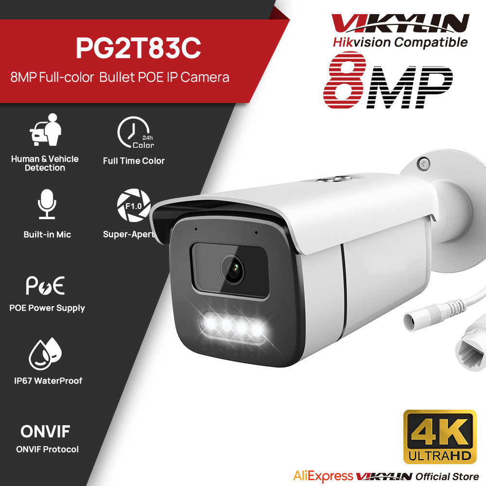 Nvr Kit 8 Channel - Vikylin 8MP Full Color Nachtzicht Bullet