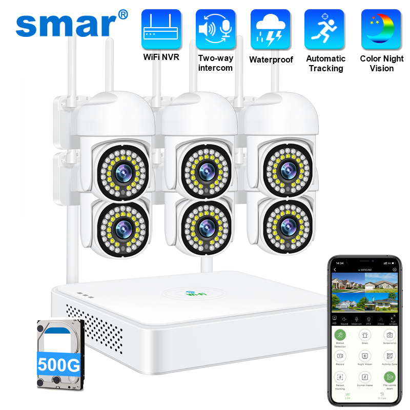 Home Security Monitoring System - Smar 3MP Draadloos CCTV-beveiligingscamerasysteem PTZ Wifi